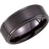 Black PVD Tungsten 8 mm Stepped-Edge Comfort-Fit Band Size 7