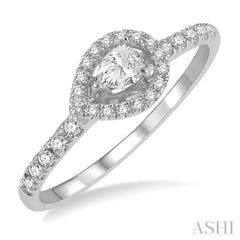 1/4 Ctw Round and Pear Cut Diamond Petite Fashion Ring in 10K White Gold 1/4 Ctw Round and Pear Cut Diamond Petite Fashion Ring in 10K White Gold