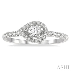 1/4 Ctw Round and Pear Cut Diamond Petite Fashion Ring in 10K White Gold 1/4 Ctw Round and Pear Cut Diamond Petite Fashion Ring in 10K White Gold