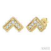1/20 Ctw Inverted Chevron Round Cut Diamond Petite Fashion Earrings in 10K Yellow Gold