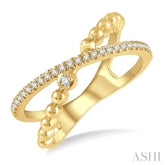 1/6 Ctw Criss Cross Split Shank Round Cut Diamond Fashion Ring in 10K Yellow Gold