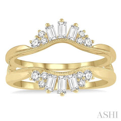1/2 ctw Curved Center Baguette Tower and Round Cut Diamond Insert Ring in 14K Yellow Gold 1/2 ctw Curved Center Baguette Tower and Round Cut Diamond Insert Ring in 14K Yellow Gold