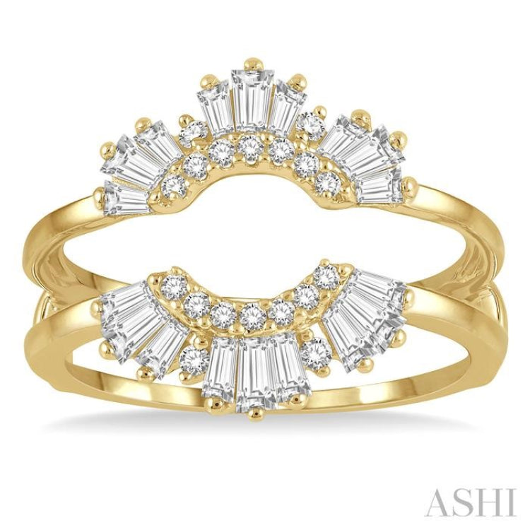 5/8 ctw Arched Baguette and Round Cut Diamond Insert Ring in 14K Yellow Gold 5/8 ctw Arched Baguette and Round Cut Diamond Insert Ring in 14K Yellow Gold