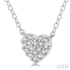 1/10 Ctw Heart Charm Round Cut Diamond Petite Fashion Pendant With Chain in 10K White Gold 1/10 Ctw Heart Charm Round Cut Diamond Petite Fashion Pendant With Chain in 10K White Gold