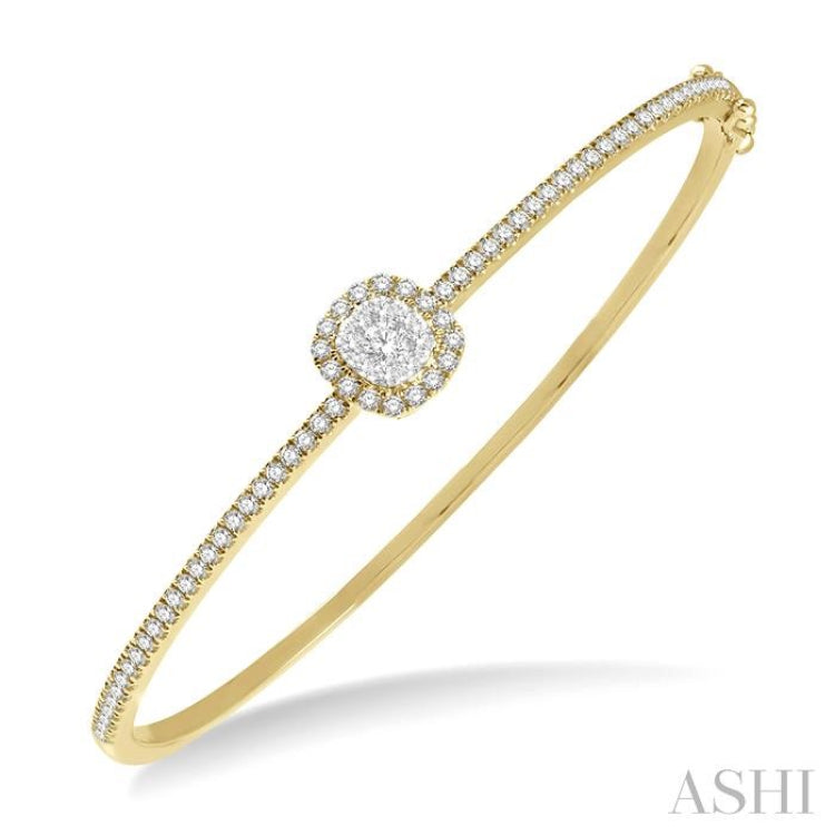 1 ctw Cushion Shape Lovebright Round Cut Diamond Stackable Bangle in 14K Yellow and White Gold 1 ctw Cushion Shape Lovebright Round Cut Diamond Stackable Bangle in 14K Yellow and White Gold