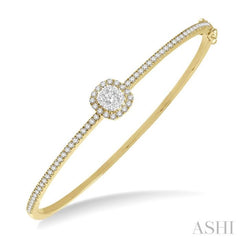 1 ctw Cushion Shape Lovebright Round Cut Diamond Stackable Bangle in 14K Yellow and White Gold 1 ctw Cushion Shape Lovebright Round Cut Diamond Stackable Bangle in 14K Yellow and White Gold