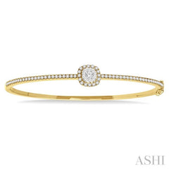 1 ctw Cushion Shape Lovebright Round Cut Diamond Stackable Bangle in 14K Yellow and White Gold 1 ctw Cushion Shape Lovebright Round Cut Diamond Stackable Bangle in 14K Yellow and White Gold