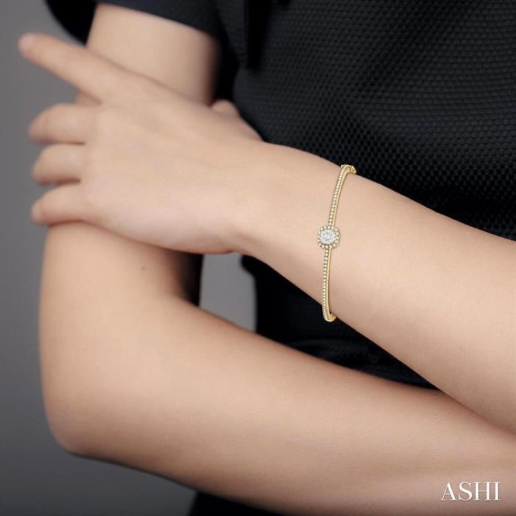 1 ctw Cushion Shape Lovebright Round Cut Diamond Stackable Bangle in 14K Yellow and White Gold 1 ctw Cushion Shape Lovebright Round Cut Diamond Stackable Bangle in 14K Yellow and White Gold