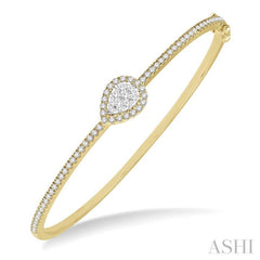1 ctw Pear Shape Lovebright Round Cut Diamond Stackable Bangle in 14K Yellow and White Gold 1 ctw Pear Shape Lovebright Round Cut Diamond Stackable Bangle in 14K Yellow and White Gold