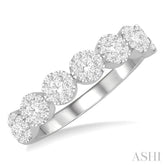 1/2 Ctw Jointed Circular Mount Lovebright round Cut Diamond Band in 14K White Gold