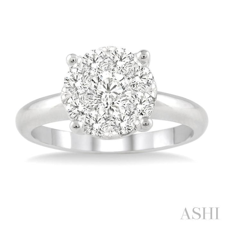 1 Ctw Round Cut Lovebright Diamond Ring in 14K White Gold 1 Ctw Round Cut Lovebright Diamond Ring in 14K White Gold