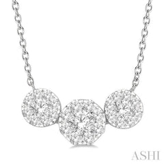 3/4 Ctw 3-Stone Lovebright Round Cut Diamond Necklace in 14K White Gold 3/4 Ctw 3-Stone Lovebright Round Cut Diamond Necklace in 14K White Gold