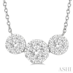 3/4 Ctw 3-Stone Lovebright Round Cut Diamond Necklace in 14K White Gold 3/4 Ctw 3-Stone Lovebright Round Cut Diamond Necklace in 14K White Gold