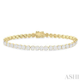 3 Ctw Round Cut Lovebright Diamond Tennis Bracelet in 14K Yellow and White Gold