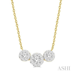 3/4 Ctw 3-Stone Lovebright Round Cut Diamond Necklace in 14K Yellow and White Gold 3/4 Ctw 3-Stone Lovebright Round Cut Diamond Necklace in 14K Yellow and White Gold