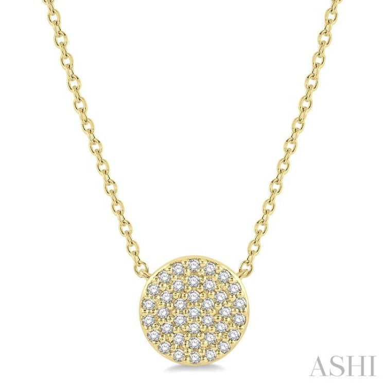 1/6 Ctw Disc Round Cut Diamond Petite Pendant in 10K Yellow Gold 1/6 Ctw Disc Round Cut Diamond Petite Pendant in 10K Yellow Gold