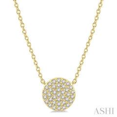1/6 Ctw Disc Round Cut Diamond Petite Pendant in 10K Yellow Gold 1/6 Ctw Disc Round Cut Diamond Petite Pendant in 10K Yellow Gold