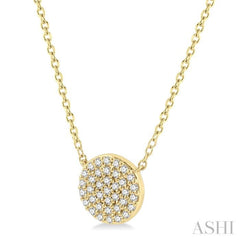 1/6 Ctw Disc Round Cut Diamond Petite Pendant in 10K Yellow Gold 1/6 Ctw Disc Round Cut Diamond Petite Pendant in 10K Yellow Gold