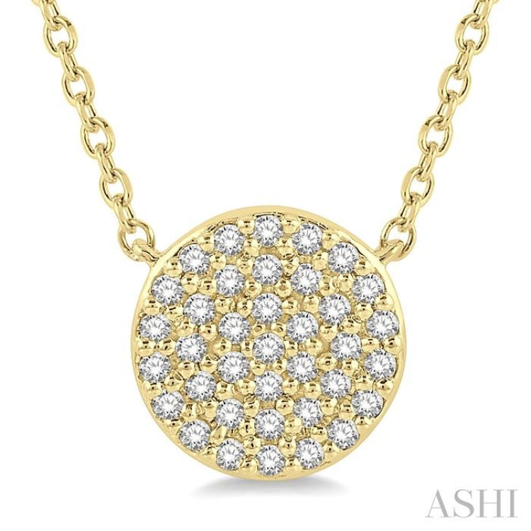 1/6 Ctw Disc Round Cut Diamond Petite Pendant in 10K Yellow Gold 1/6 Ctw Disc Round Cut Diamond Petite Pendant in 10K Yellow Gold