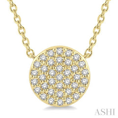 1/6 Ctw Disc Round Cut Diamond Petite Pendant in 10K Yellow Gold 1/6 Ctw Disc Round Cut Diamond Petite Pendant in 10K Yellow Gold