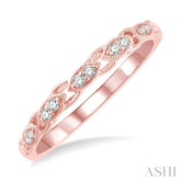 1/10 Ctw Marquise Shape Lattice Round Cut Diamond Wedding Band in 14K Rose Gold