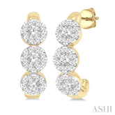 3/8 Ctw Lovebright Round Cut Diamond Half Hoop Earring in 14K Yellow and White Gold