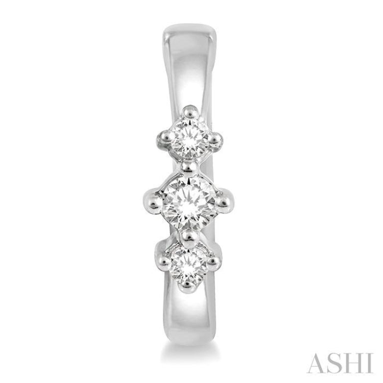 1/6 Ctw Three Stone Round Cut Diamond Huggie Petite Earrings in 14K White Gold 1/6 Ctw Three Stone Round Cut Diamond Huggie Petite Earrings in 14K White Gold