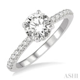1/3 Ctw Round Diamond Semi-Mount Engagement Ring in 14K White Gold