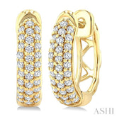 1/4 Ctw Petite Triple Row Round Cut Diamond Fashion Huggies in 10K Yellow Gold