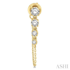 1 Ctw Journey Round Cut Diamond Fashion Long Chain Earring in 14K Yellow Gold 1 Ctw Journey Round Cut Diamond Fashion Long Chain Earring in 14K Yellow Gold