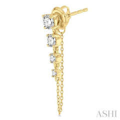 1 Ctw Journey Round Cut Diamond Fashion Long Chain Earring in 14K Yellow Gold 1 Ctw Journey Round Cut Diamond Fashion Long Chain Earring in 14K Yellow Gold