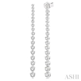 1 Ctw Round Cut Diamond Riviera Drop Earrings in 14K White Gold