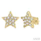 1/10 Ctw Star Round Cut Diamond Petite Fashion Earrings in 10K Yellow Gold