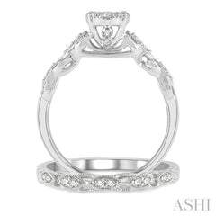 1/2 Ctw Lattice Lovebright Round Cut Diamond Wedding Set With 3/8 Ctw Circular Mount Engagement Ring and 1/10 Ctw Wedding Band in 14K White Gold 1/2 Ctw Lattice Lovebright Round Cut Diamond Wedding Set With 3/8 Ctw Circular Mount Engagement Ring and 1/10 Ctw Wedding Band in 14K White Gold