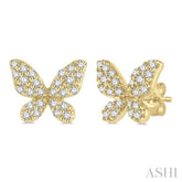 1/5 Ctw Butterfly Motif Round Cut Diamond Petite Fashion Earrings in 10K Yellow Gold