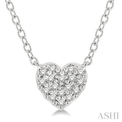 1/10 Ctw Heart Charm Round Cut Diamond Petite Fashion Pendant With Chain in 14K White Gold 1/10 Ctw Heart Charm Round Cut Diamond Petite Fashion Pendant With Chain in 14K White Gold