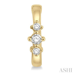1/6 Ctw Three Stone Round Cut Diamond Huggie Petite Earrings in 10K Yellow Gold 1/6 Ctw Three Stone Round Cut Diamond Huggie Petite Earrings in 10K Yellow Gold
