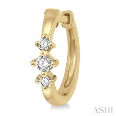 1/6 Ctw Three Stone Round Cut Diamond Huggie Petite Earrings in 10K Yellow Gold 1/6 Ctw Three Stone Round Cut Diamond Huggie Petite Earrings in 10K Yellow Gold