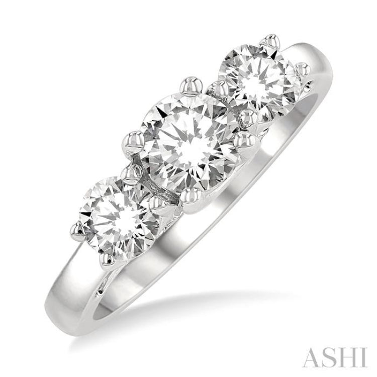 1 1/2 Ctw Past, Present and Future Round Cut Diamond Precious Ring in 14K White Gold 1 1/2 Ctw Past, Present and Future Round Cut Diamond Precious Ring in 14K White Gold