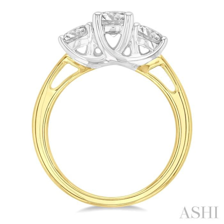 1 1/4 Ctw Round Cut Diamond Past Present & Future Engagement Ring in 14K Yellow & White Gold 1 1/4 Ctw Round Cut Diamond Past Present & Future Engagement Ring in 14K Yellow & White Gold