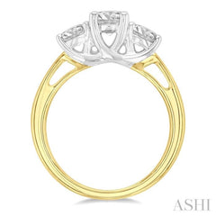 1 1/4 Ctw Round Cut Diamond Past Present & Future Engagement Ring in 14K Yellow & White Gold 1 1/4 Ctw Round Cut Diamond Past Present & Future Engagement Ring in 14K Yellow & White Gold