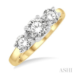 1 1/2 Ctw Past, Present and Future Round Cut Diamond Precious Ring in 14K Yellow and White Gold 1 1/2 Ctw Past, Present and Future Round Cut Diamond Precious Ring in 14K Yellow and White Gold