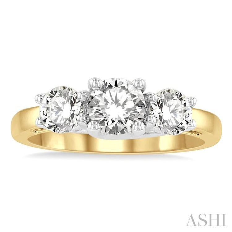 1 1/2 Ctw Past, Present and Future Round Cut Diamond Precious Ring in 14K Yellow and White Gold 1 1/2 Ctw Past, Present and Future Round Cut Diamond Precious Ring in 14K Yellow and White Gold