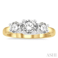 1 1/2 Ctw Past, Present and Future Round Cut Diamond Precious Ring in 14K Yellow and White Gold 1 1/2 Ctw Past, Present and Future Round Cut Diamond Precious Ring in 14K Yellow and White Gold