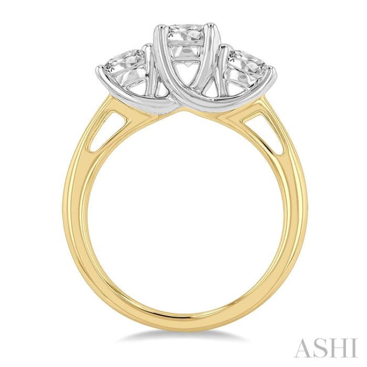 1 1/2 Ctw Past, Present and Future Round Cut Diamond Precious Ring in 14K Yellow and White Gold 1 1/2 Ctw Past, Present and Future Round Cut Diamond Precious Ring in 14K Yellow and White Gold