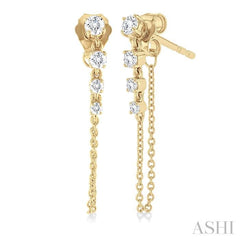 1/3 Ctw Journey Round Cut Diamond Fashion Long Chain Earring in 14K Yellow Gold 1/3 Ctw Journey Round Cut Diamond Fashion Long Chain Earring in 14K Yellow Gold