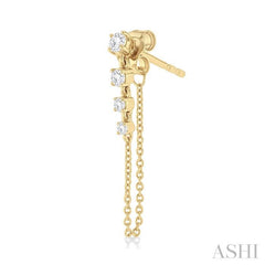 1/3 Ctw Journey Round Cut Diamond Fashion Long Chain Earring in 14K Yellow Gold 1/3 Ctw Journey Round Cut Diamond Fashion Long Chain Earring in 14K Yellow Gold
