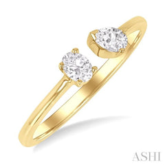1/3 ctw Toi Et Moi Oval and Pear Cut Diamond Open Fashion Ring in 14K Yellow Gold 1/3 ctw Toi Et Moi Oval and Pear Cut Diamond Open Fashion Ring in 14K Yellow Gold