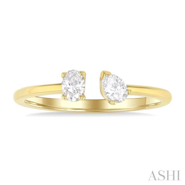 1/3 ctw Toi Et Moi Oval and Pear Cut Diamond Open Fashion Ring in 14K Yellow Gold 1/3 ctw Toi Et Moi Oval and Pear Cut Diamond Open Fashion Ring in 14K Yellow Gold