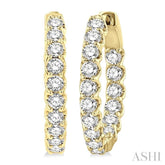 2 Ctw Inside-Out Round Cut Diamond Hoop Earrings in 14K Yellow Gold